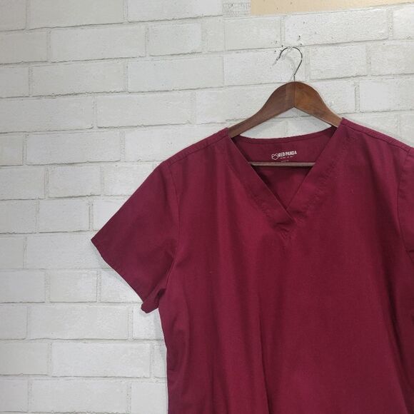Red Panda burgundy scrub top - Picture 3 of 11